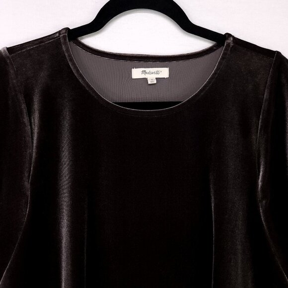 Madewell Velvet Butterfly Top Size Medium Dolman Flutter Short Sleeve - Picture 3 of 12